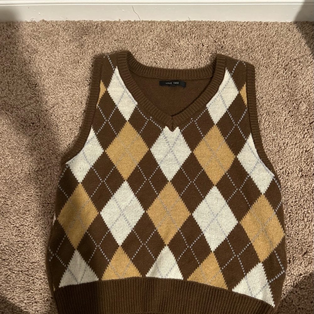 Plaid Pattern Knitwear - L